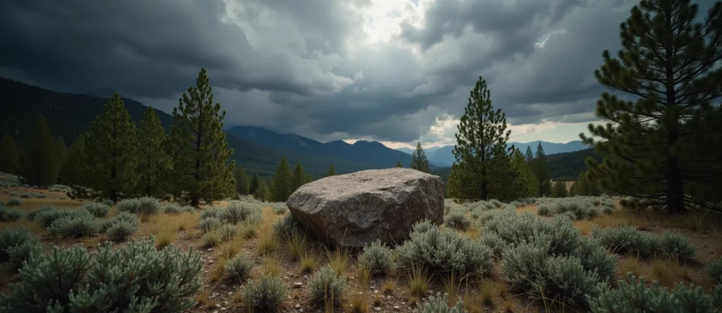 Symbolizing Stability/Peak: A local Ponderosa Pine unshakable boulder. - AI Generated