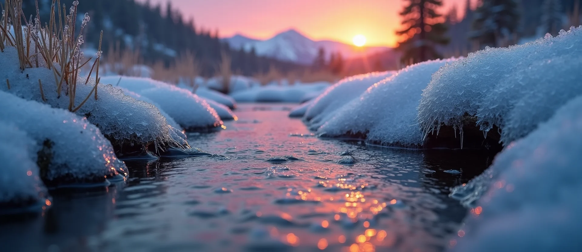 Symbolizing Flow/Cleansing: A local Quaking Aspen clear cold snowmelt stream. - AI Generated