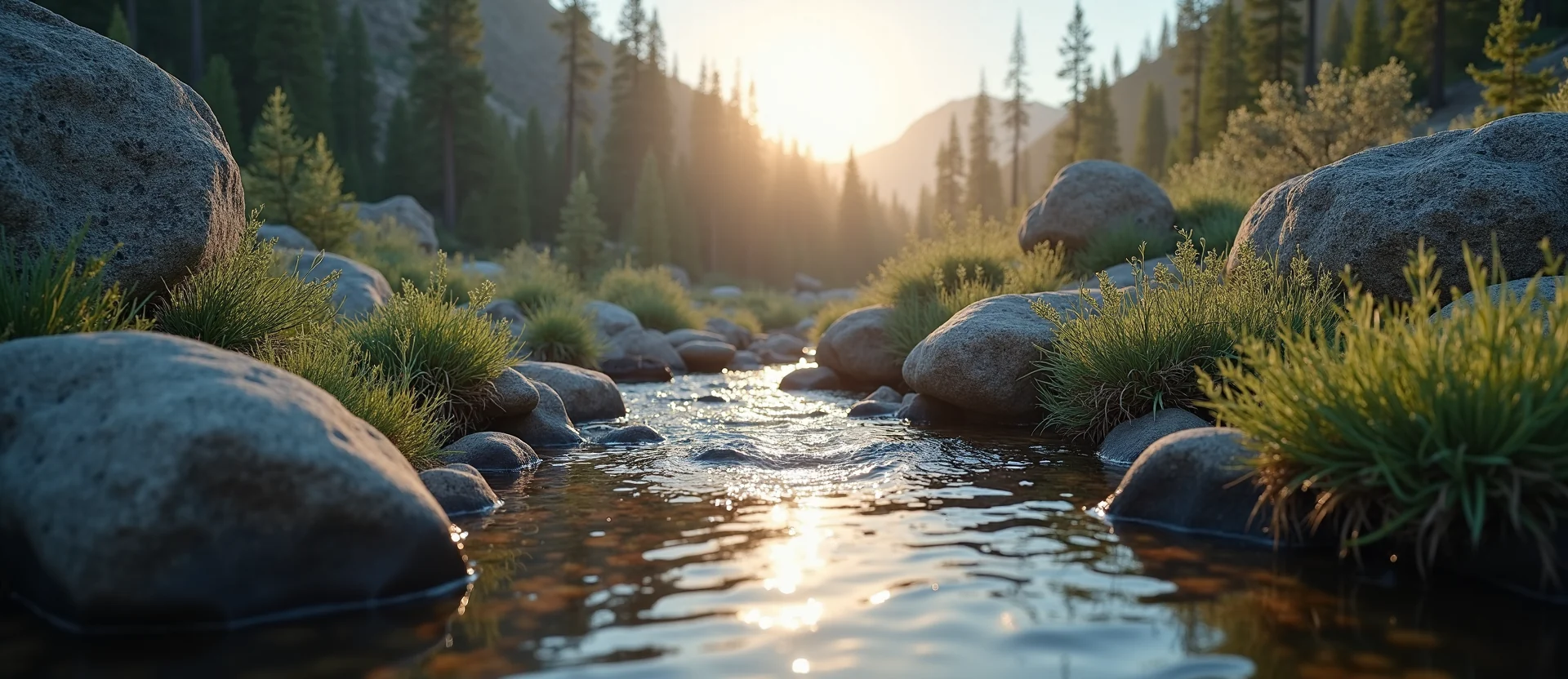 Symbolizing Flow/Cleansing: A local Sagebrush (Artemisia tridentata) babbling mountain creek. - AI Generated