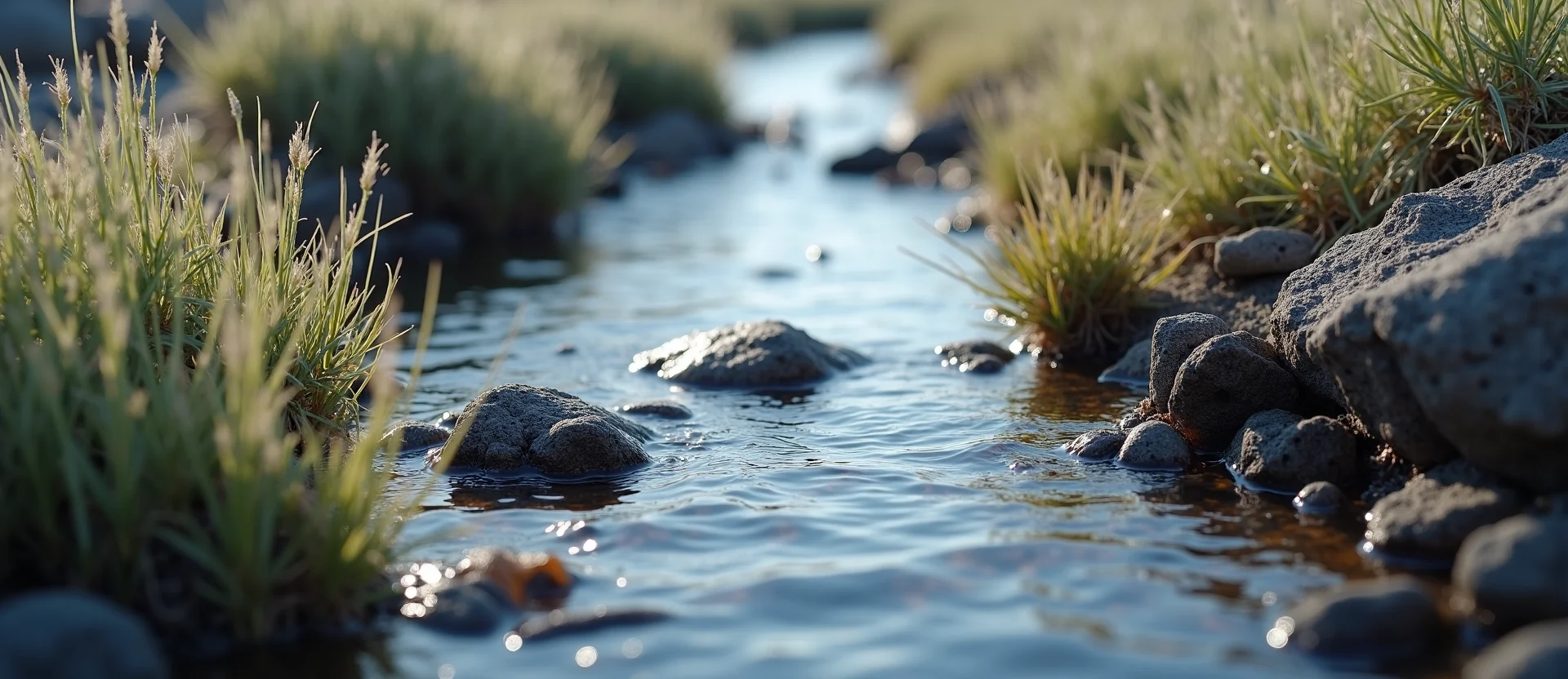 Symbolizing Flow/Cleansing: A local Sagebrush (Artemisia tridentata) clear cold snowmelt stream. - AI Generated