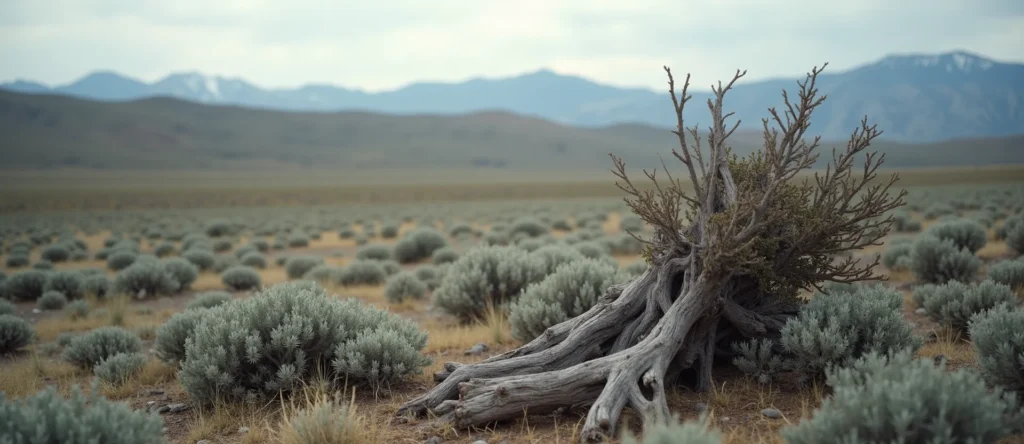 Symbolizing Growth/Resilience: A local Rabbitbrush gnarled juniper roots. - AI Generated
