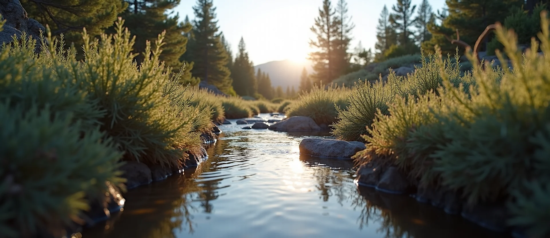 Symbolizing Flow/Cleansing: A local Sagebrush (Artemisia tridentata) babbling mountain creek. - AI Generated