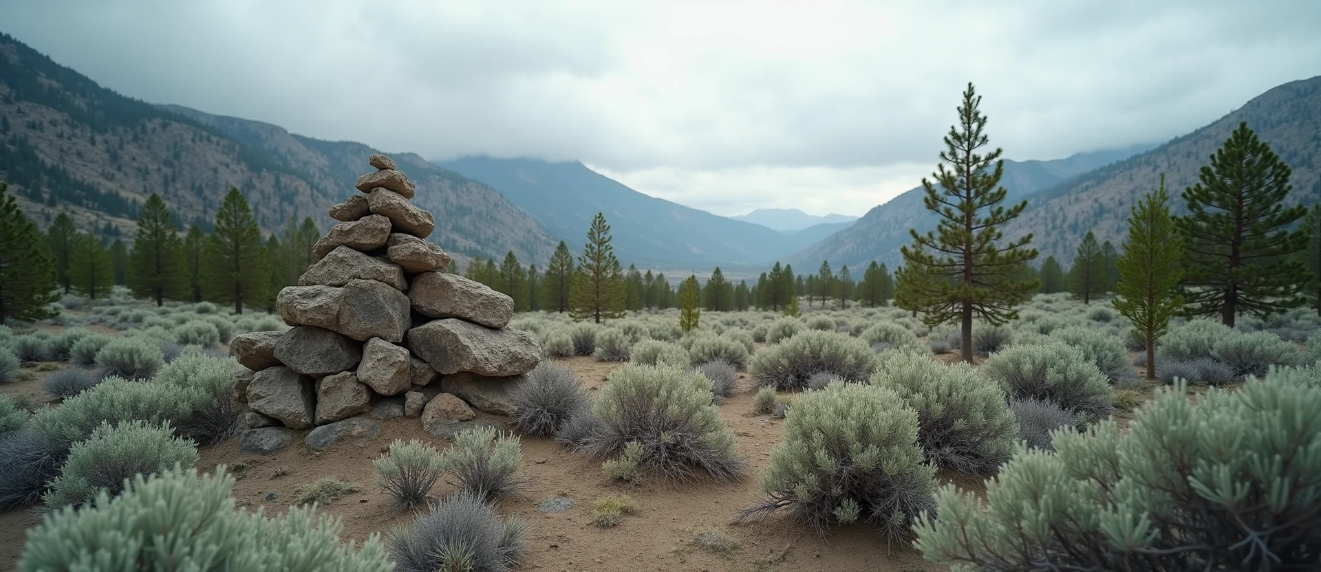 Symbolizing Stability/Peak: A local Mountain Mahogany ancient rock cairn. - AI Generated