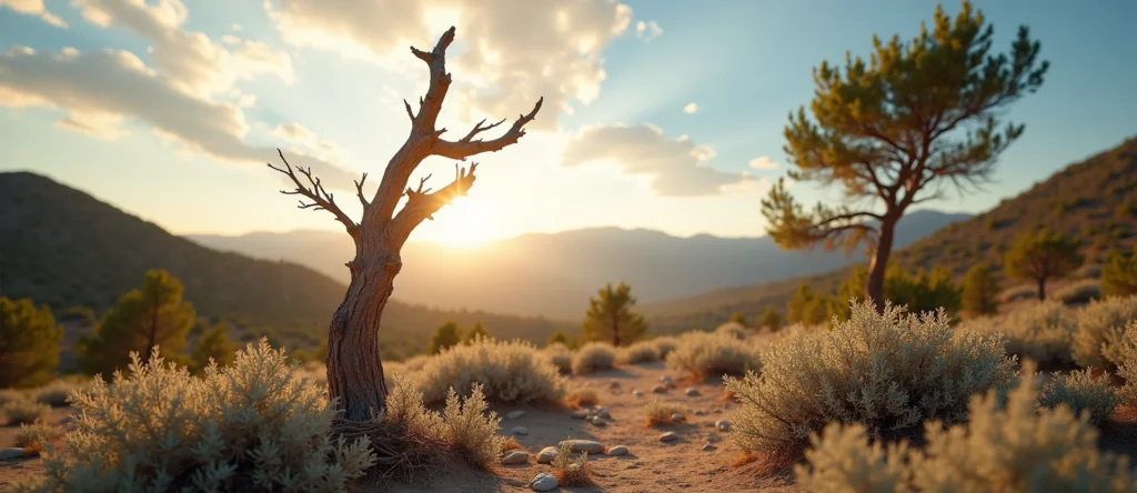 Symbolizing Growth/Resilience: A local Sagebrush (Artemisia tridentata) new branch reaching for the sky. - AI Generated