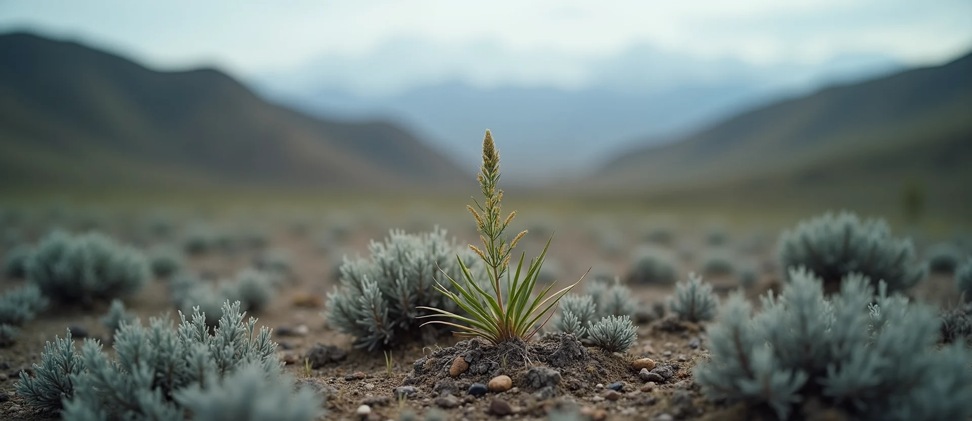 Symbolizing Seed/New Beginning: A local Sierra Juniper sprouting sagebrush seedling. - AI Generated
