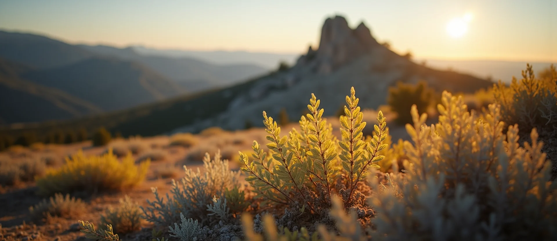 Symbolizing Stability/Peak: A local Rabbitbrush jagged granite peak. - AI Generated