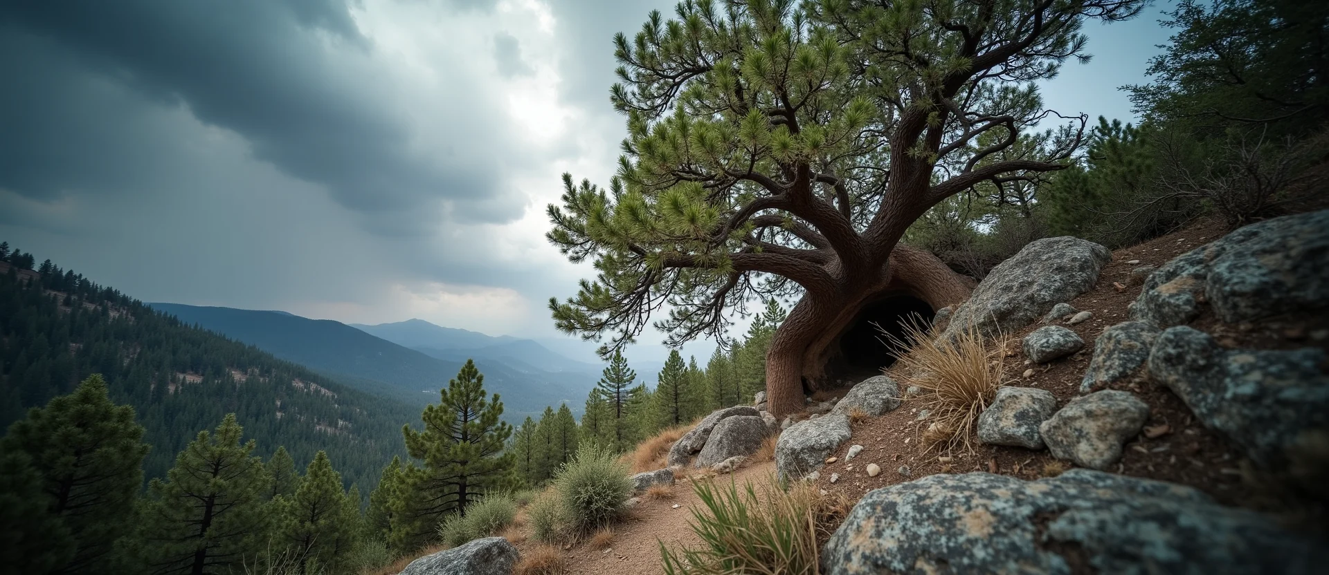 Symbolizing Growth/Resilience: A local Quaking Aspen tree growing out of a rock cleft. - AI Generated