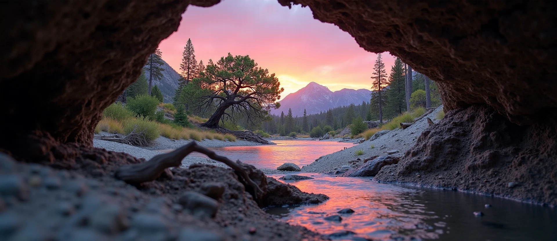 Symbolizing Growth/Resilience: A local Sierra Juniper tree growing out of a rock cleft. - AI Generated