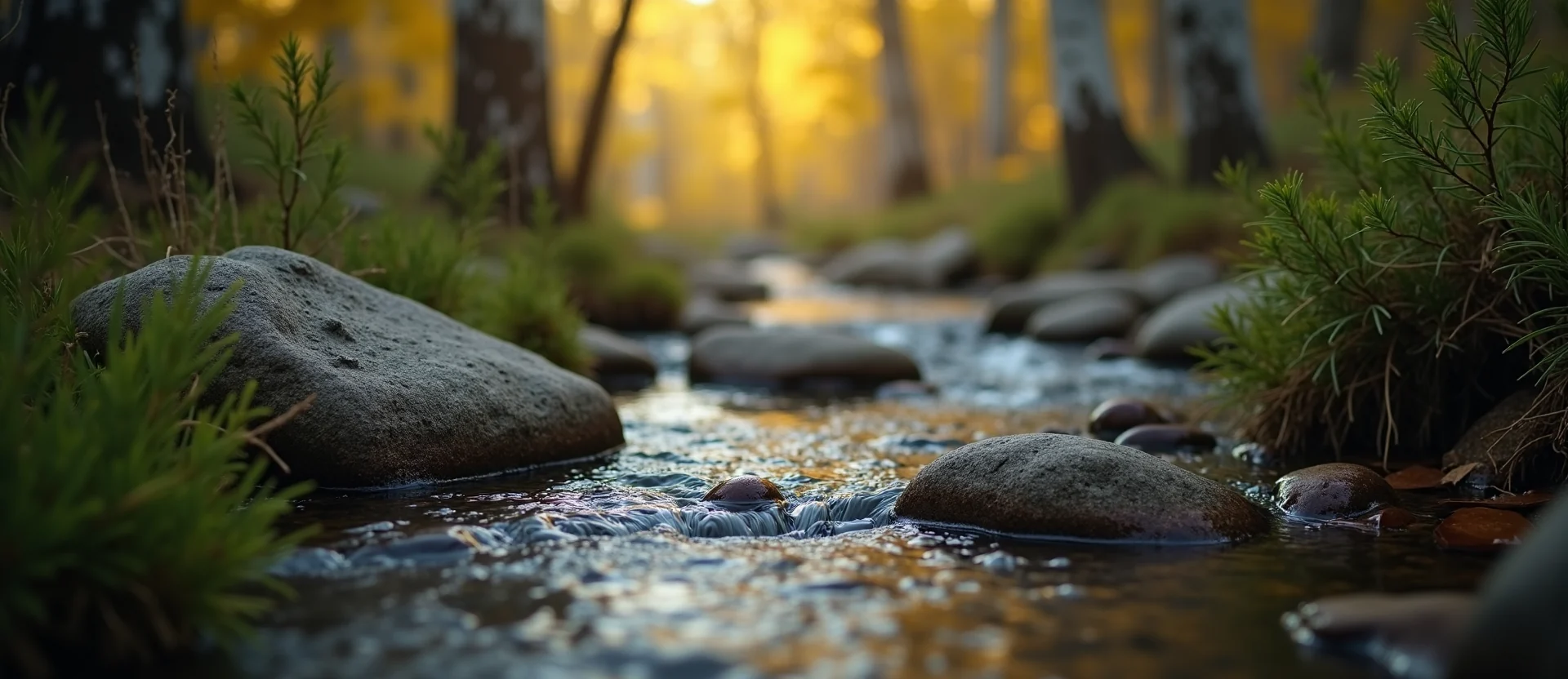 Symbolizing Flow/Cleansing: A local Quaking Aspen babbling mountain creek. - AI Generated