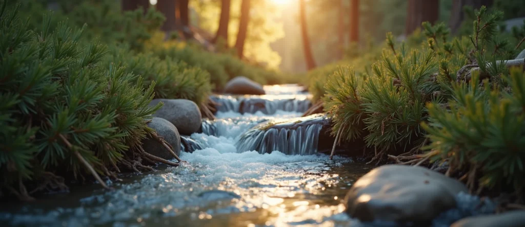 Symbolizing Flow/Cleansing: A local Desert Peach hidden small waterfall. - AI Generated