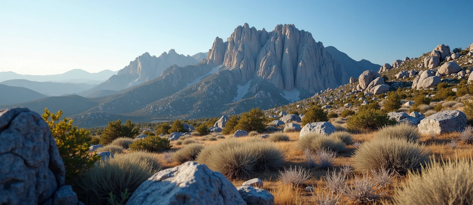 Symbolizing Stability/Peak: A local Manzanita jagged granite peak. - AI Generated