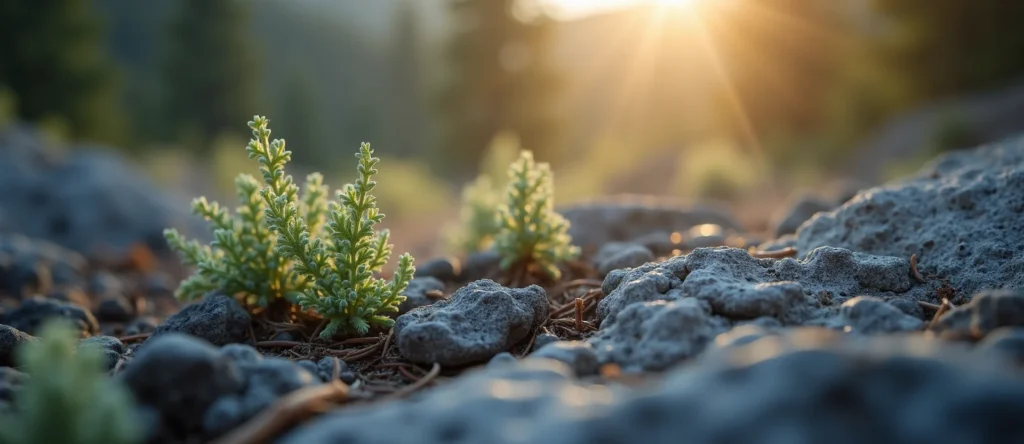 Symbolizing Seed/New Beginning: A local Ponderosa Pine sprouting sagebrush seedling. - AI Generated