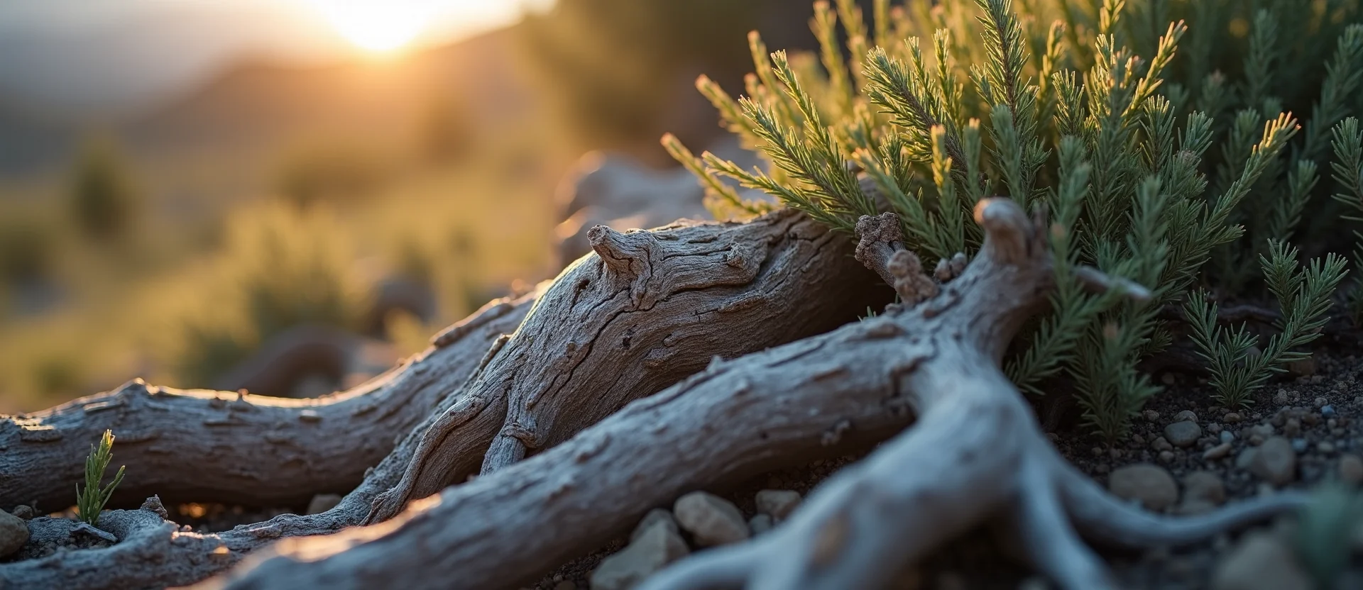 Symbolizing Growth/Resilience: A local Sierra Juniper gnarled juniper roots. - AI Generated