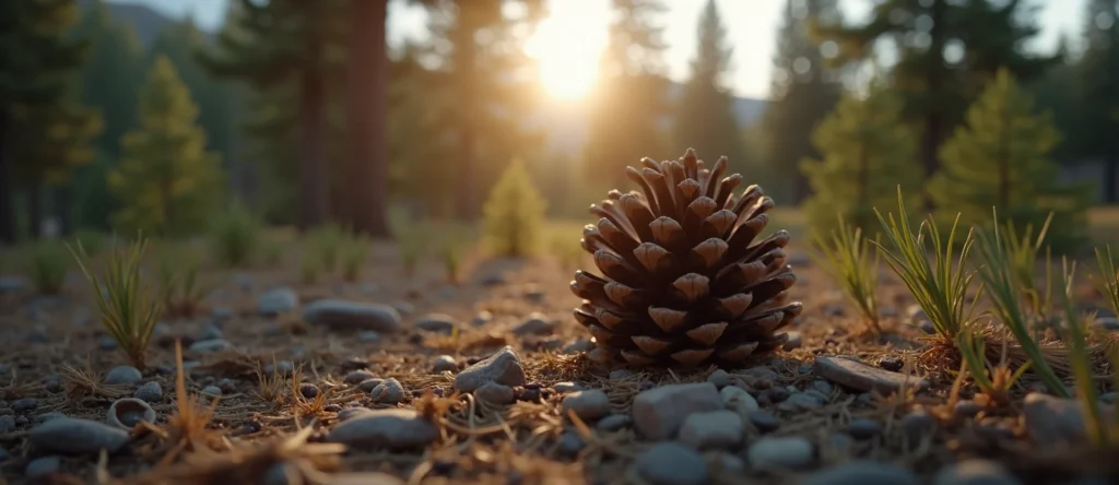 Symbolizing Seed/New Beginning: A local Ponderosa Pine opening pine cone. - AI Generated
