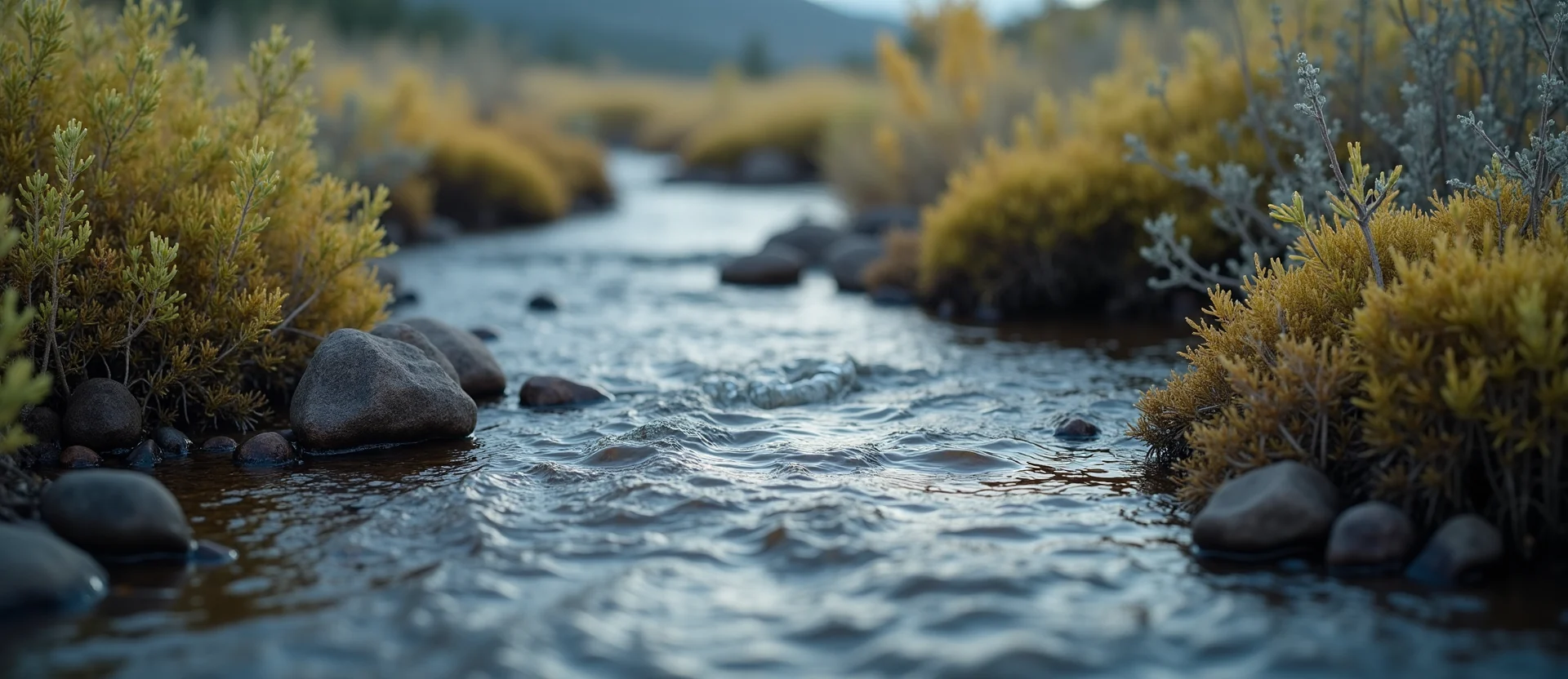 Symbolizing Flow/Cleansing: A local Sierra Juniper clear cold snowmelt stream. - AI Generated