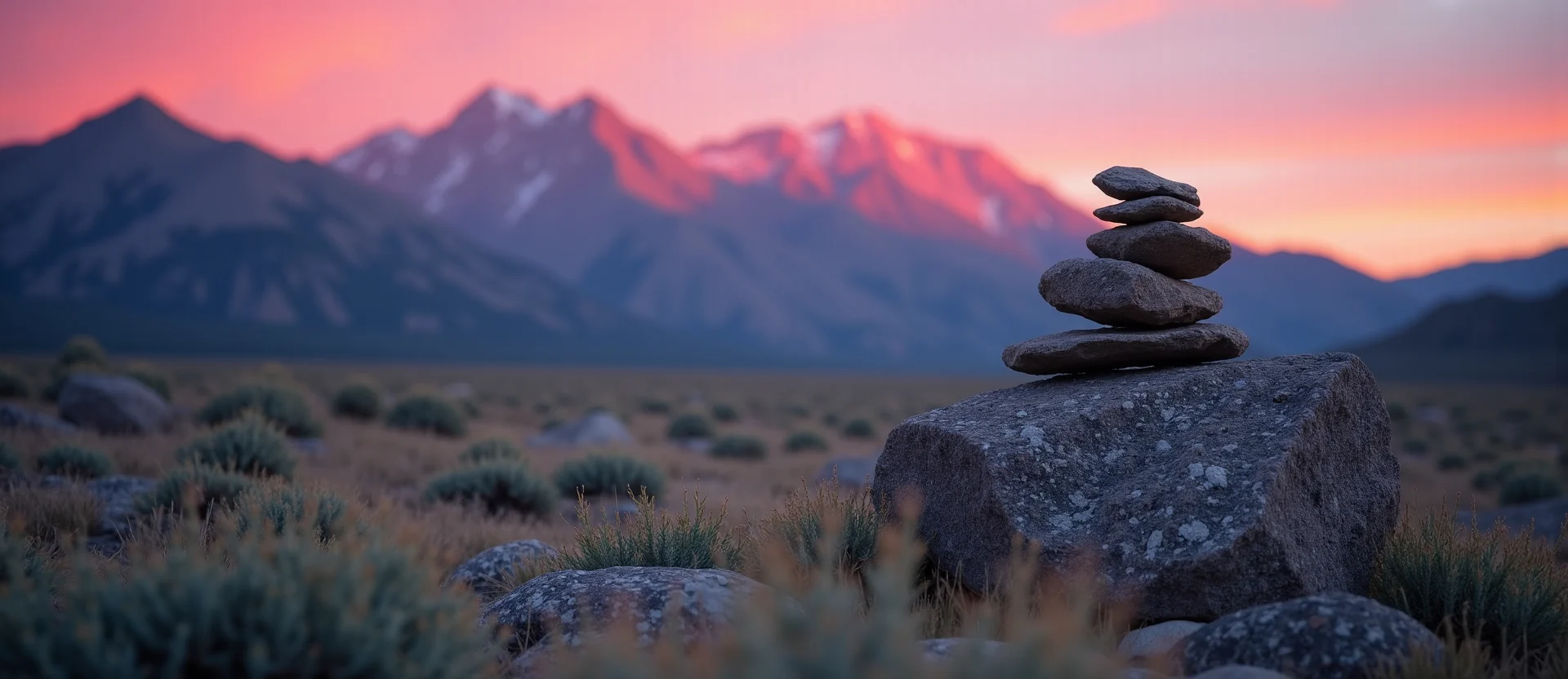 Symbolizing Stability/Peak: A local Bitterbrush ancient rock cairn. - AI Generated