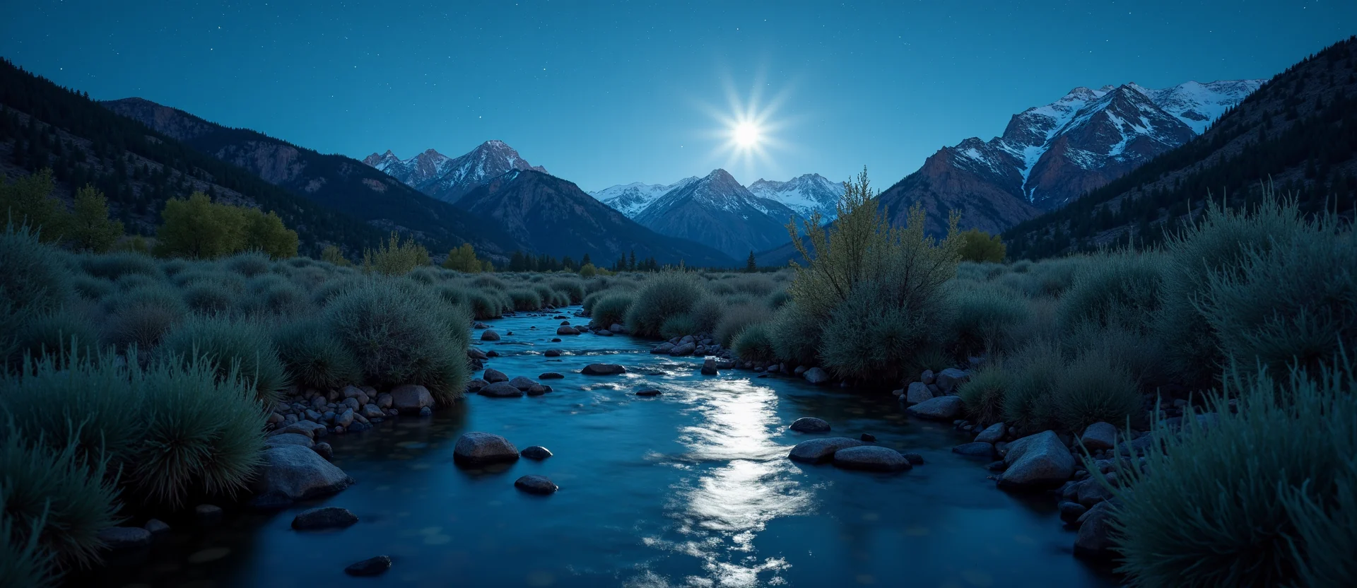 Symbolizing Flow/Cleansing: A local Desert Peach clear cold snowmelt stream. - AI Generated