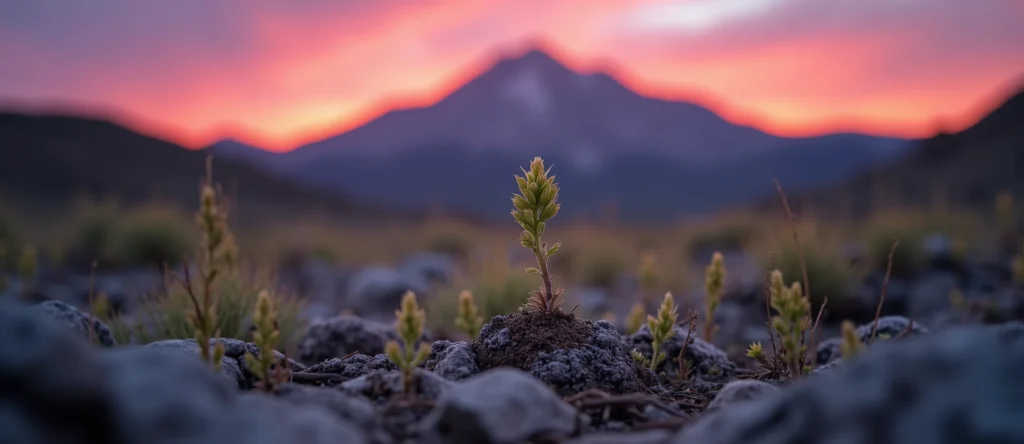 Symbolizing Seed/New Beginning: A local Mountain Mahogany sprouting sagebrush seedling. - AI Generated