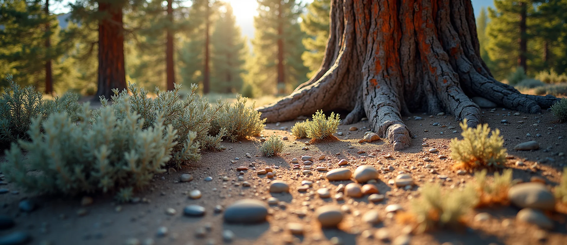 Symbolizing Growth/Resilience: A local Rabbitbrush sturdy weathered tree trunk. - AI Generated