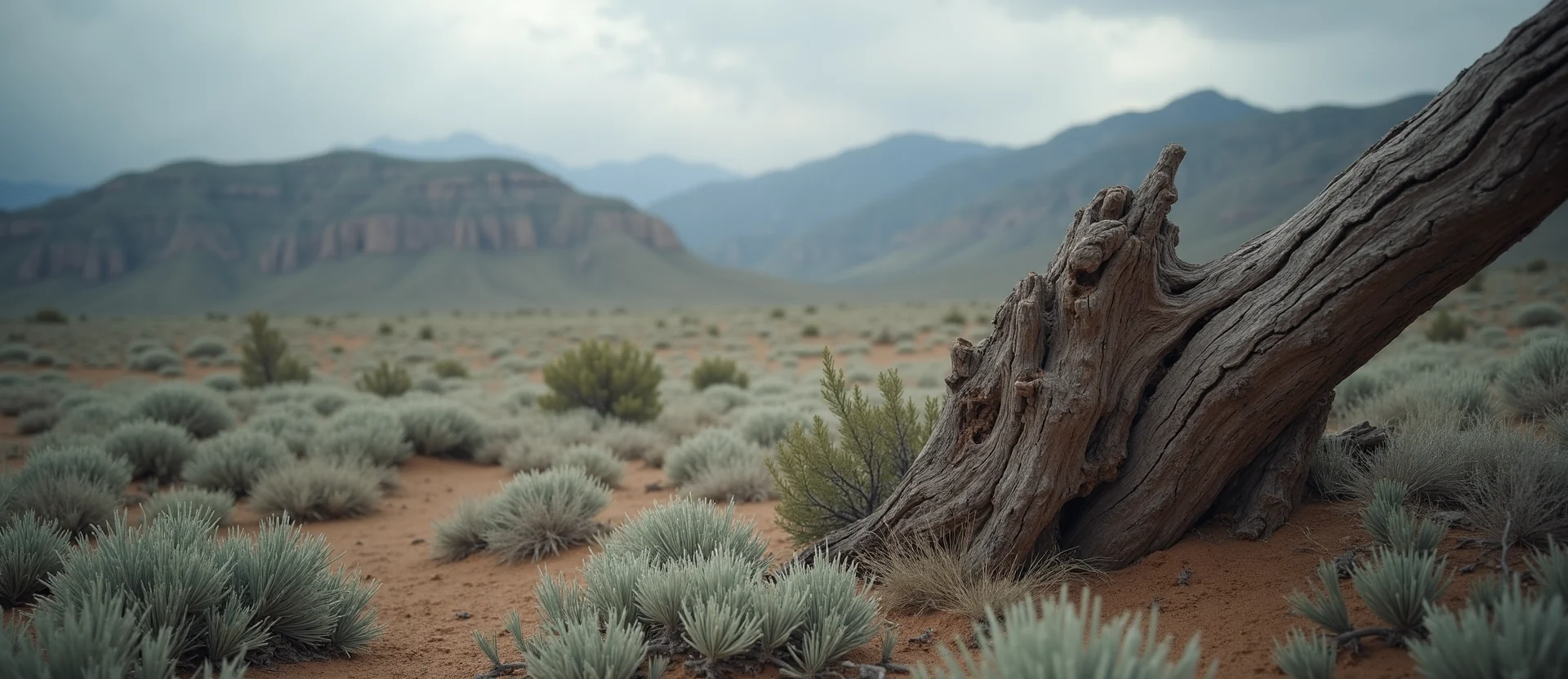 Symbolizing Growth/Resilience: A local Rabbitbrush sturdy weathered tree trunk. - AI Generated