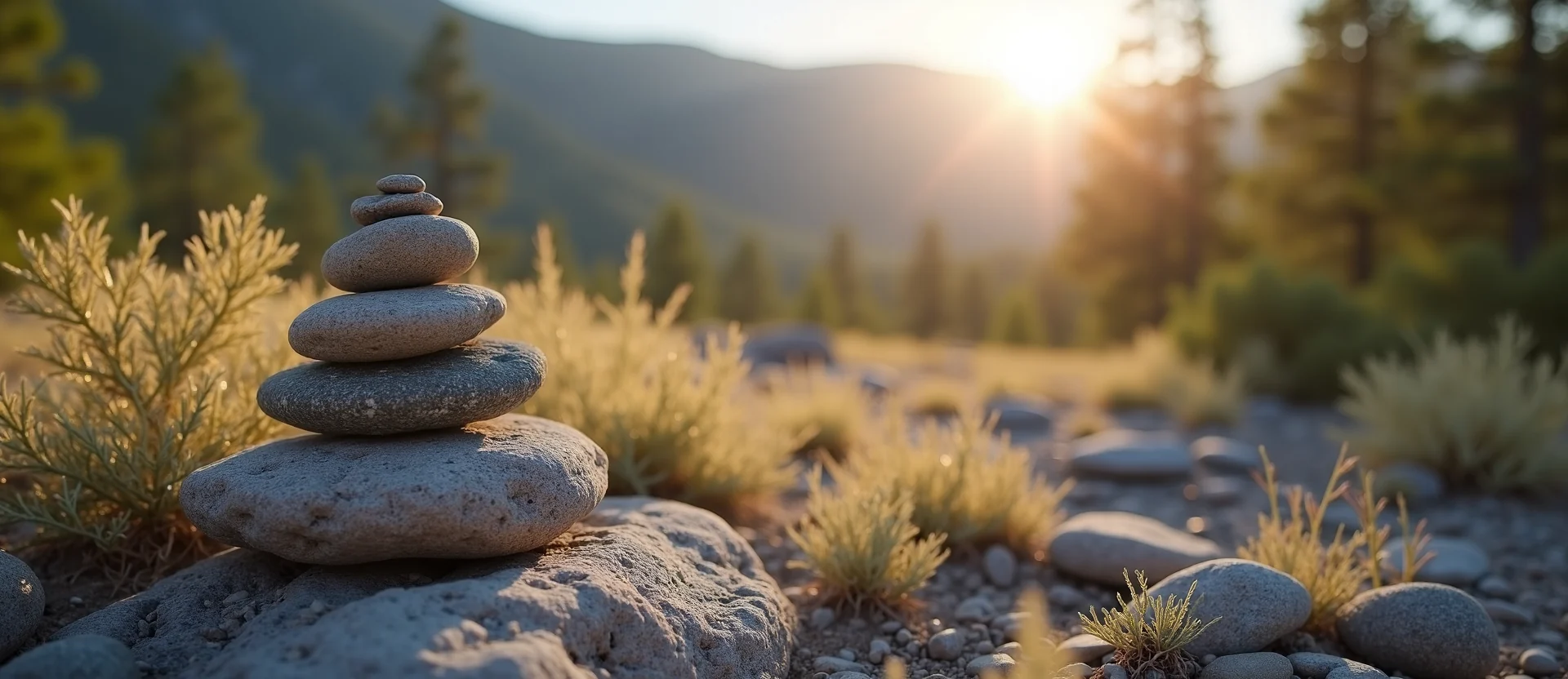 Symbolizing Stability/Peak: A local Sierra Juniper ancient rock cairn. - AI Generated