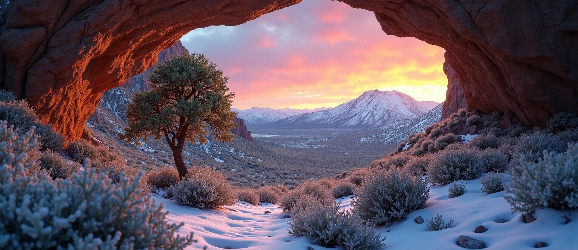 Symbolizing Growth/Resilience: A local Sagebrush (Artemisia tridentata) tree growing out of a rock cleft. - AI Generated