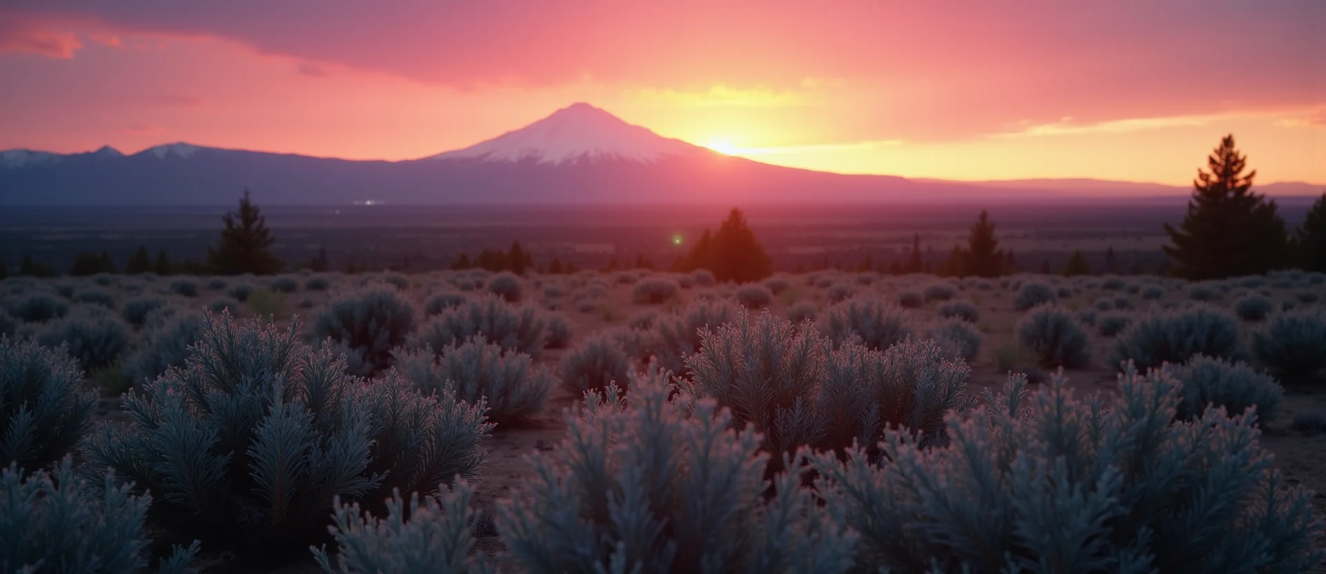 Symbolizing Stability/Peak: A local Sagebrush (Artemisia tridentata) distant Sierra horizon. - AI Generated