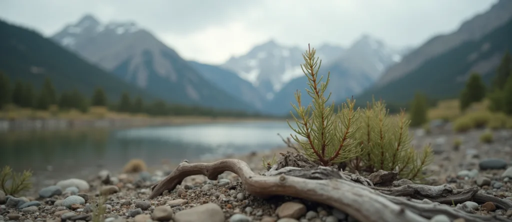 Symbolizing Seed/New Beginning: A local Quaking Aspen single pine seed on dry earth. - AI Generated