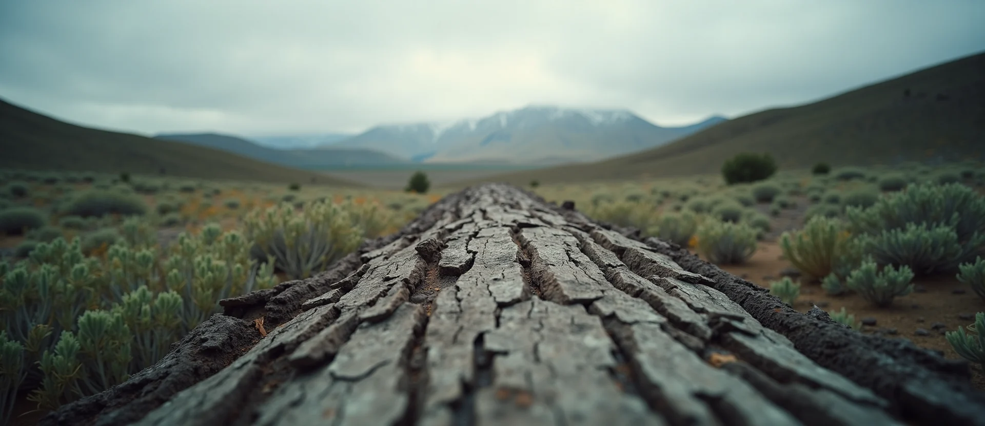 Symbolizing Stability/Peak: A local Rabbitbrush distant Sierra horizon. - AI Generated