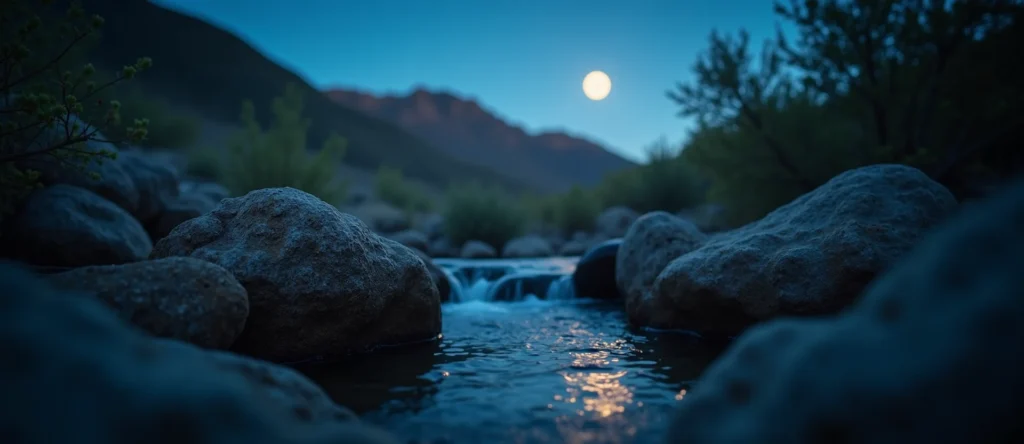 Symbolizing Flow/Cleansing: A local Desert Peach hidden small waterfall. - AI Generated