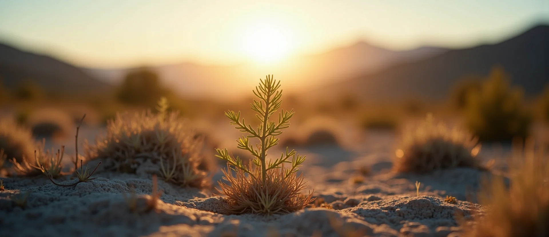 Symbolizing Seed/New Beginning: A local Mountain Mahogany sprouting sagebrush seedling. - AI Generated