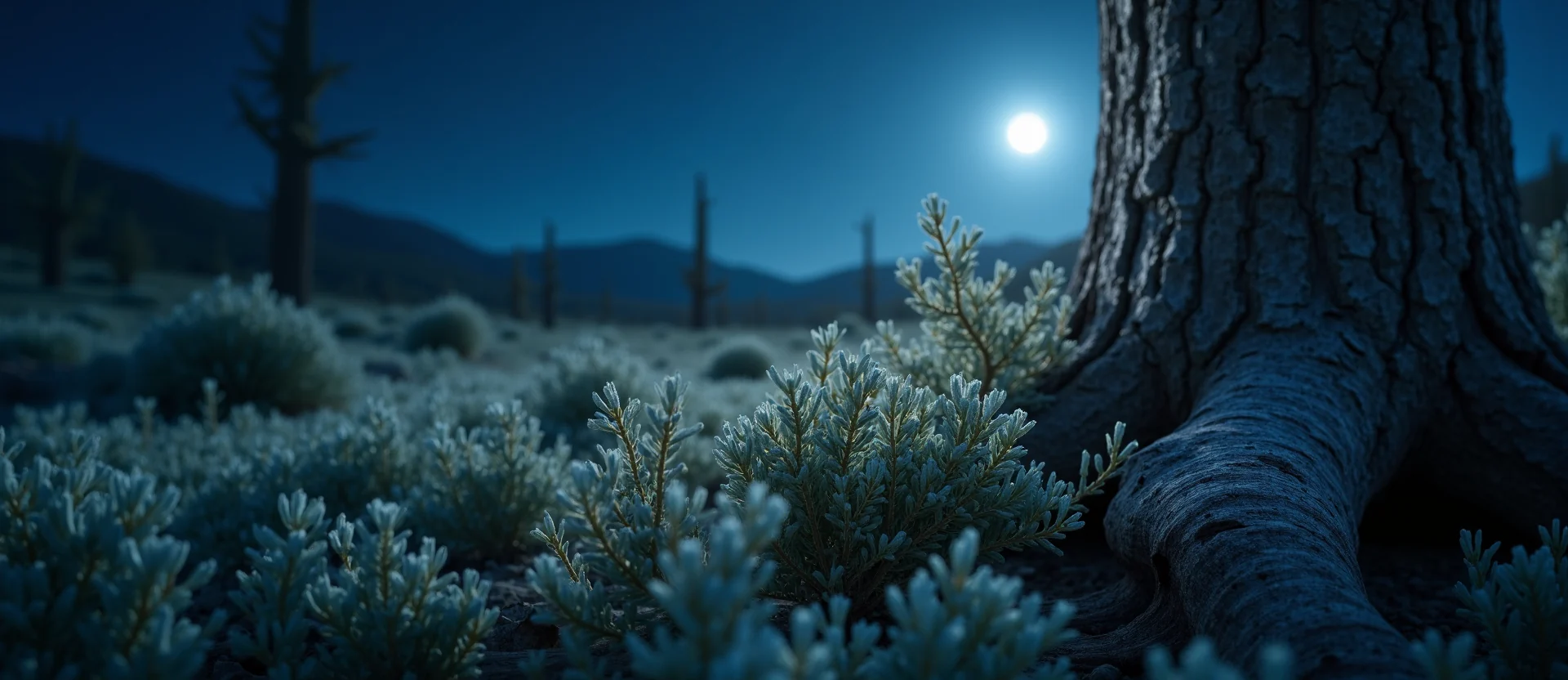 Symbolizing Growth/Resilience: A local Rabbitbrush sturdy weathered tree trunk. - AI Generated