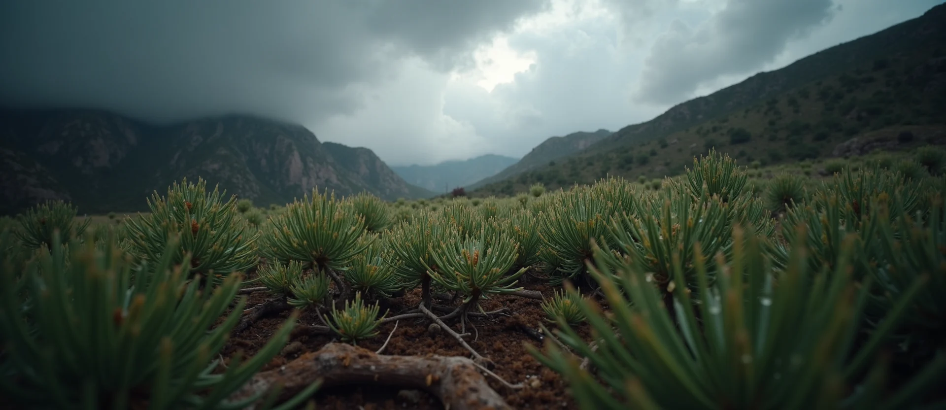 Symbolizing Flow/Cleansing: A local Rabbitbrush raindrops on desert leaves. - AI Generated