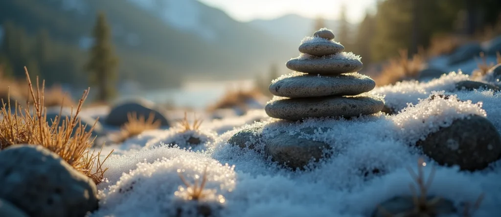 Symbolizing Stability/Peak: A local Bitterbrush ancient rock cairn. - AI Generated