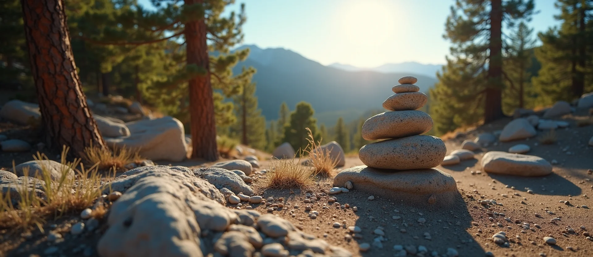 Symbolizing Stability/Peak: A local Mountain Mahogany ancient rock cairn. - AI Generated