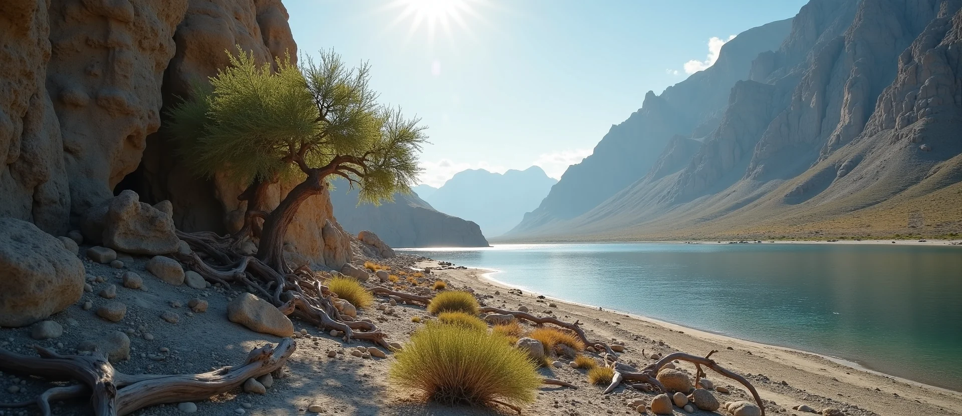 Symbolizing Growth/Resilience: A local Sagebrush (Artemisia tridentata) tree growing out of a rock cleft. - AI Generated