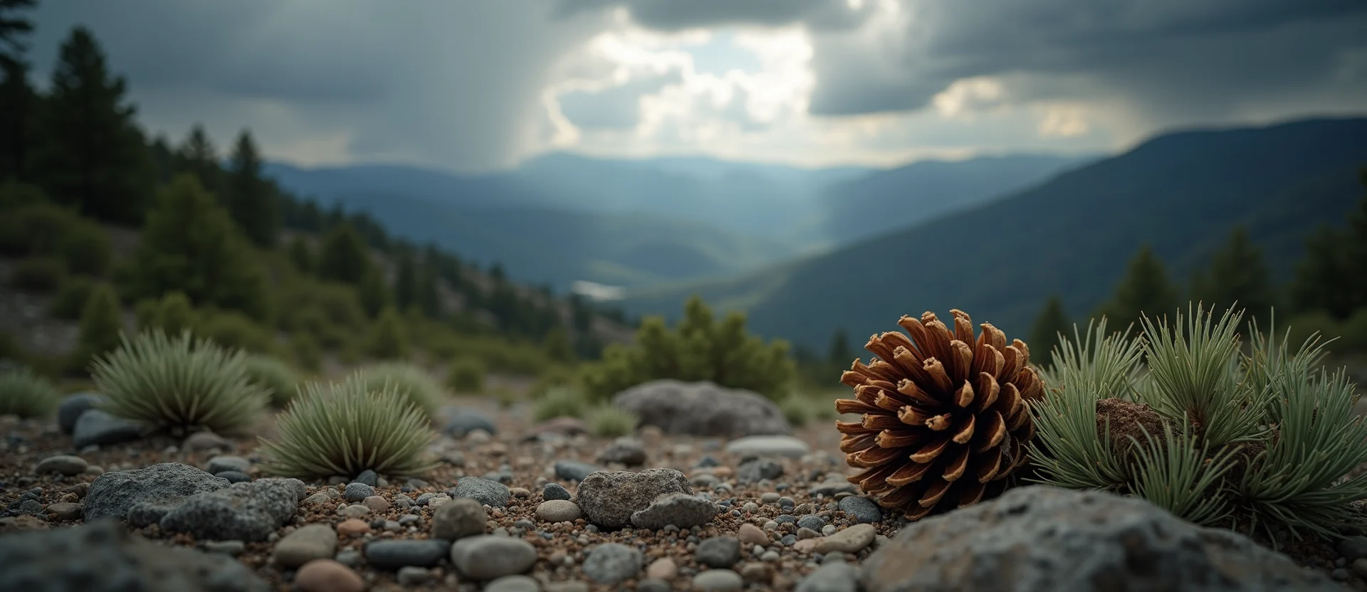 Symbolizing Seed/New Beginning: A local Mountain Mahogany opening pine cone. - AI Generated
