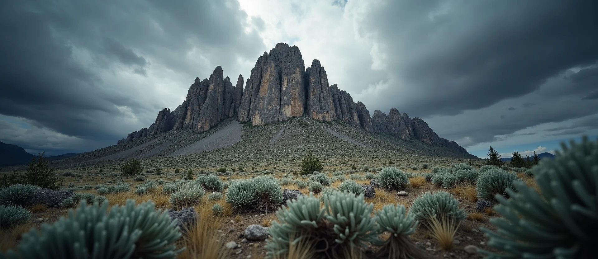 Symbolizing Stability/Peak: A local Indian Paintbrush jagged granite peak. - AI Generated