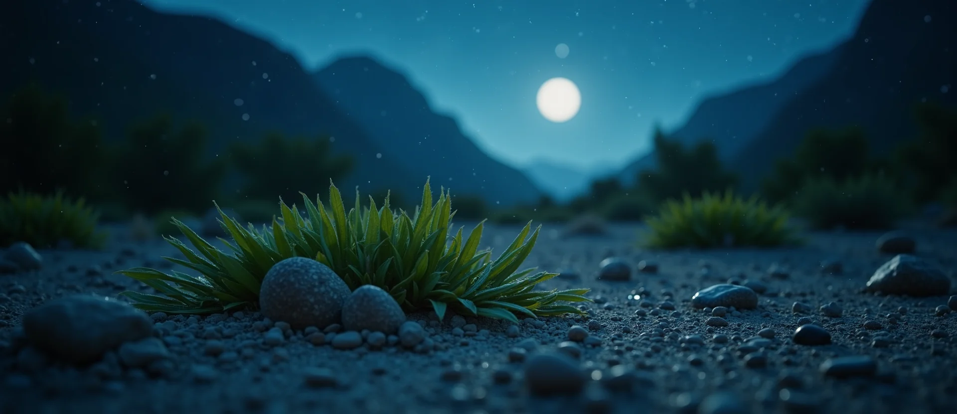 Symbolizing Flow/Cleansing: A local Mountain Mahogany raindrops on desert leaves. - AI Generated