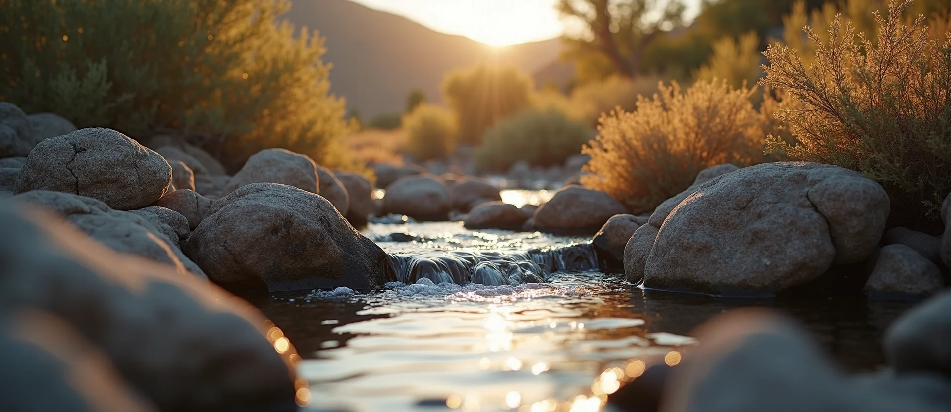 Symbolizing Flow/Cleansing: A local Desert Peach hidden small waterfall. - AI Generated