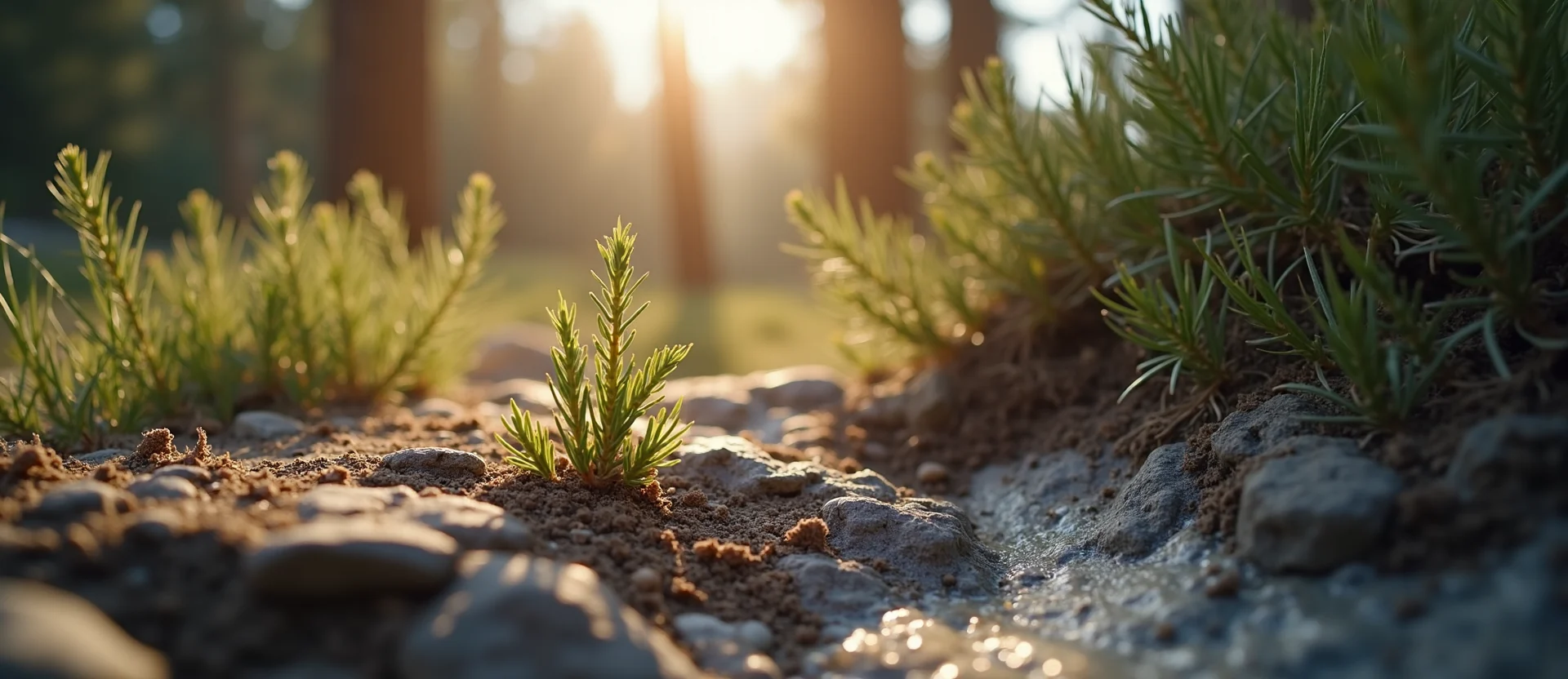 Symbolizing Seed/New Beginning: A local Indian Paintbrush shoot emerging from cracked soil. - AI Generated