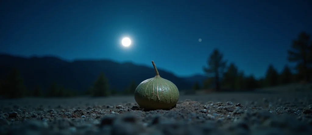 Symbolizing Seed/New Beginning: A local Desert Peach single pine seed on dry earth. - AI Generated