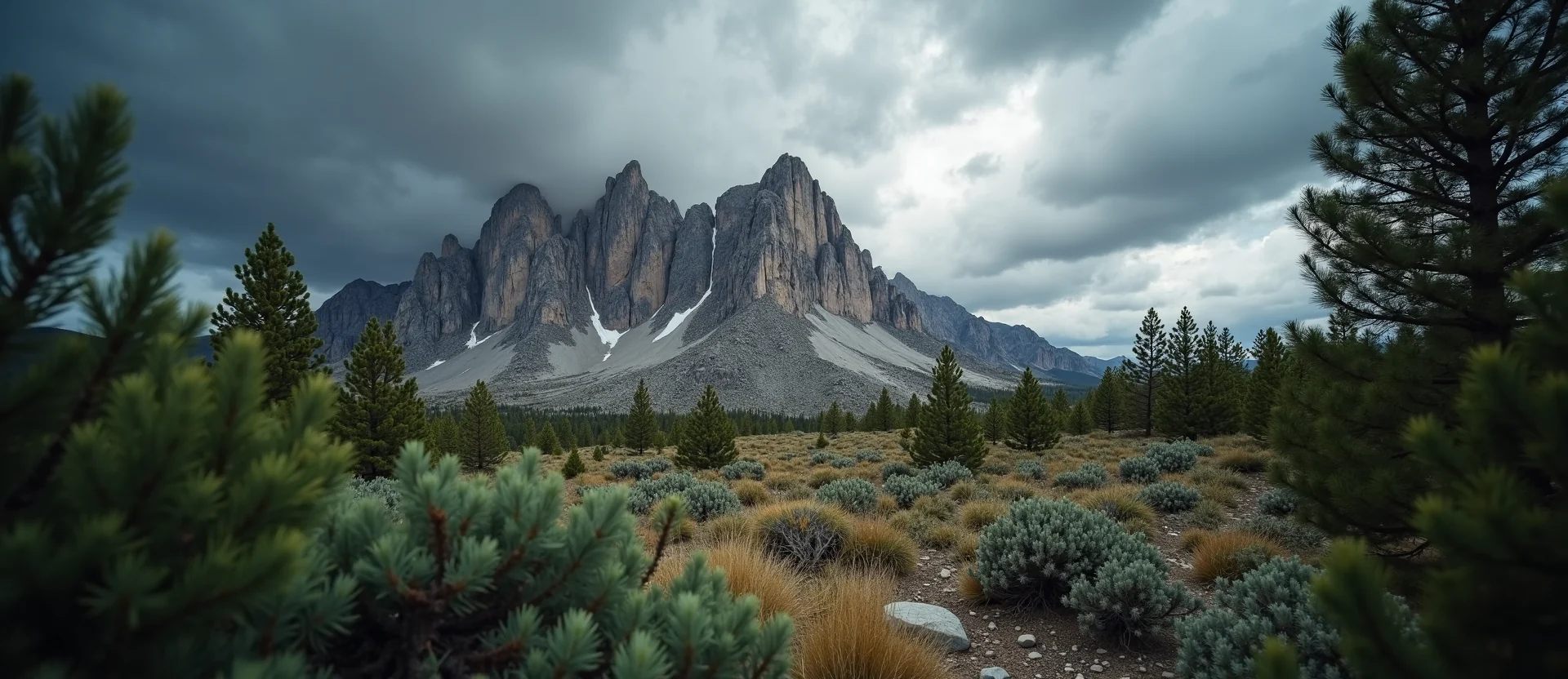 Symbolizing Stability/Peak: A local Rabbitbrush jagged granite peak. - AI Generated