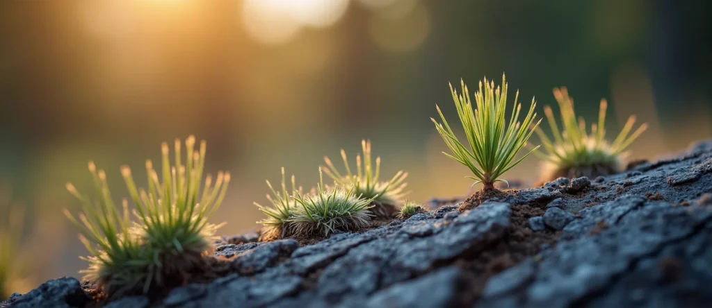 Symbolizing Seed/New Beginning: A local Ponderosa Pine sprouting sagebrush seedling. - AI Generated