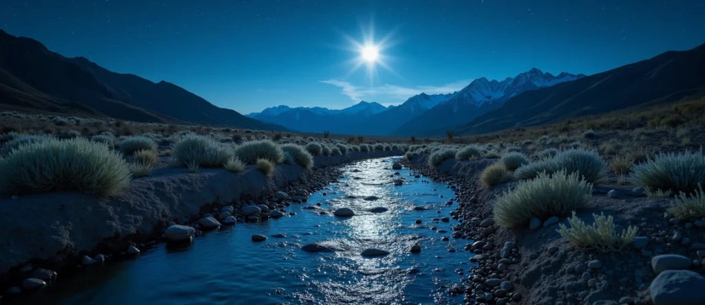Symbolizing Flow/Cleansing: A local Indian Paintbrush clear cold snowmelt stream. - AI Generated