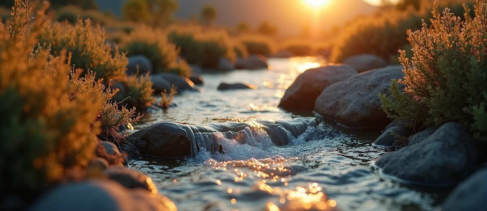 Symbolizing Flow/Cleansing: A local Indian Paintbrush hidden small waterfall. - AI Generated