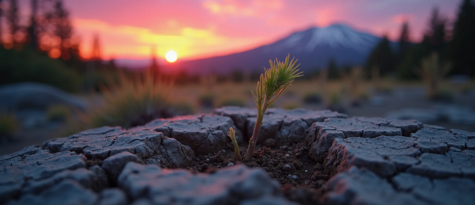 Symbolizing Seed/New Beginning: A local Quaking Aspen shoot emerging from cracked soil. - AI Generated