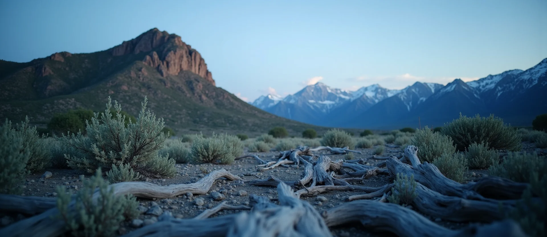 Symbolizing Stability/Peak: A local Sagebrush (Artemisia tridentata) solid mountain ridge. - AI Generated