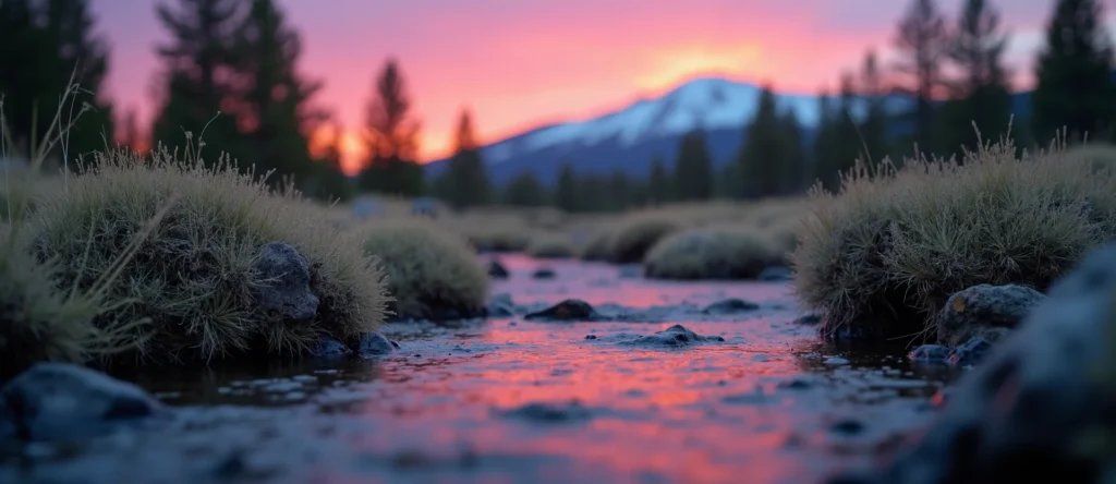Symbolizing Flow/Cleansing: A local Rabbitbrush clear cold snowmelt stream. - AI Generated