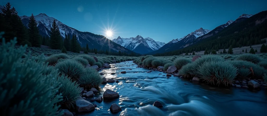 Symbolizing Flow/Cleansing: A local Bitterbrush clear cold snowmelt stream. - AI Generated